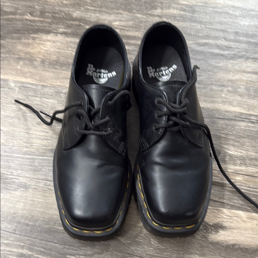 Dr. Martens Black Oxford Shoes with Yellow Stitching